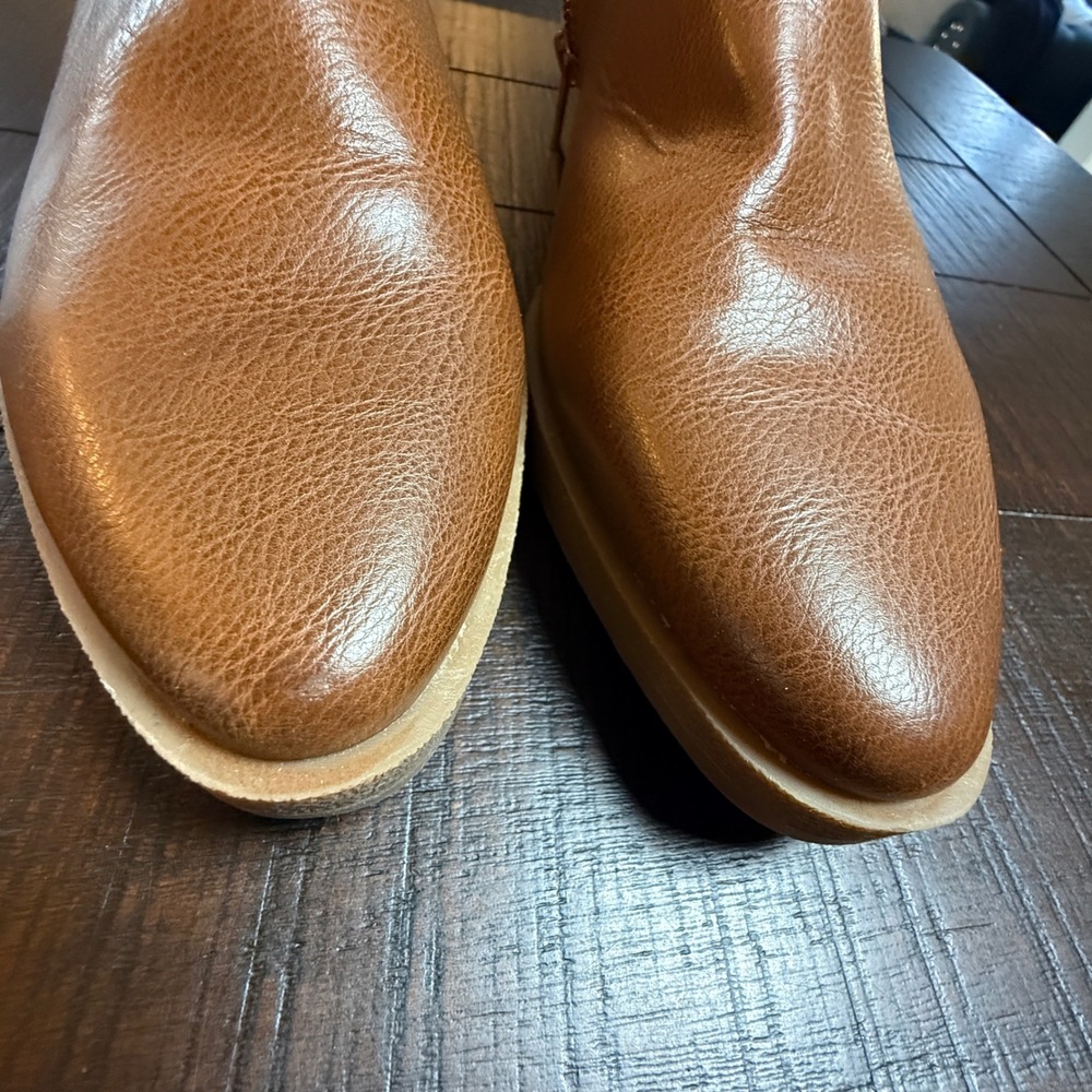 Frye‎ & Co Ilisha Tan Leather Ankle Boots Pointed Toe Side Zip Booties Women 10M - Picture 6 of 10